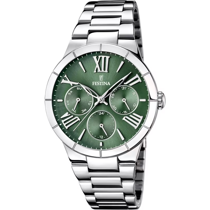 BOYFRIEND WOMENS GREEN DIAL SILVER STEEL 