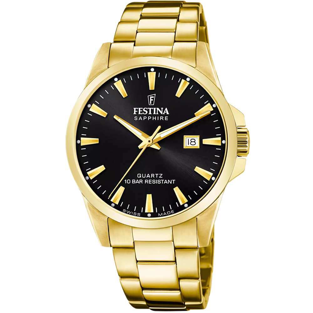 CLASSIC SWISS MENS BLACK GOLD STEEL
