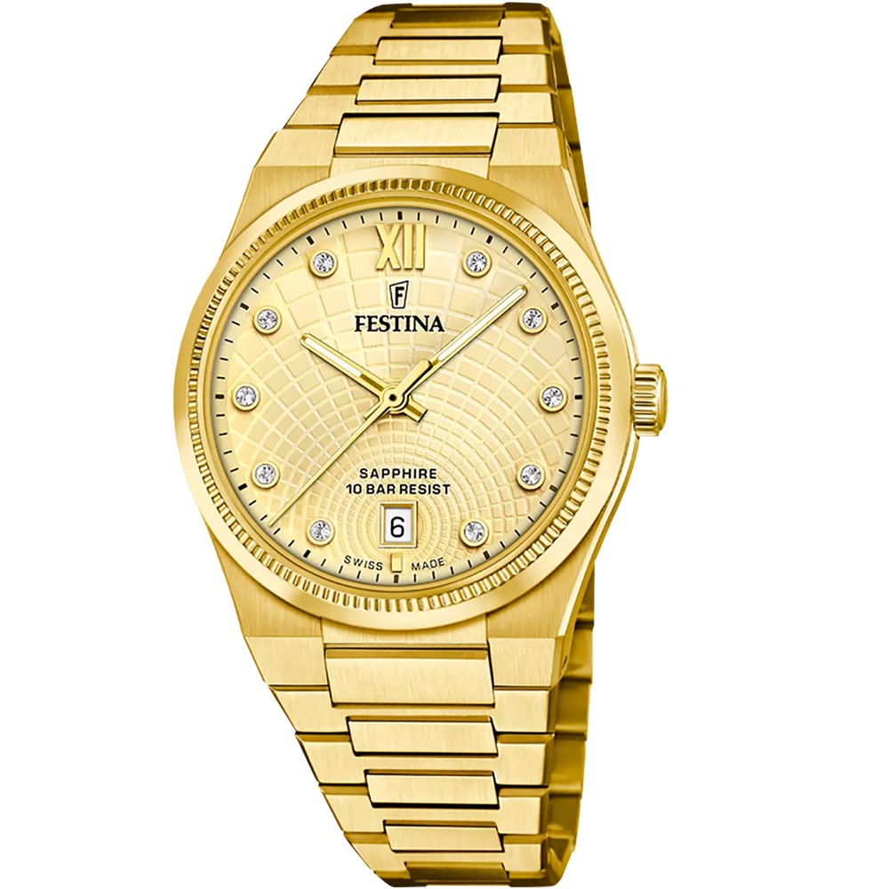 RIVE SWISS WOMENS CHAMPAGNE GOLD STEEL
