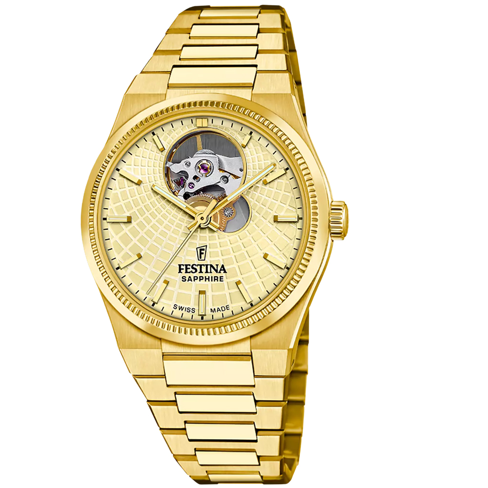 RIVE SWISS WOMENS SQ CHAMPAGNE GOLD STEEL