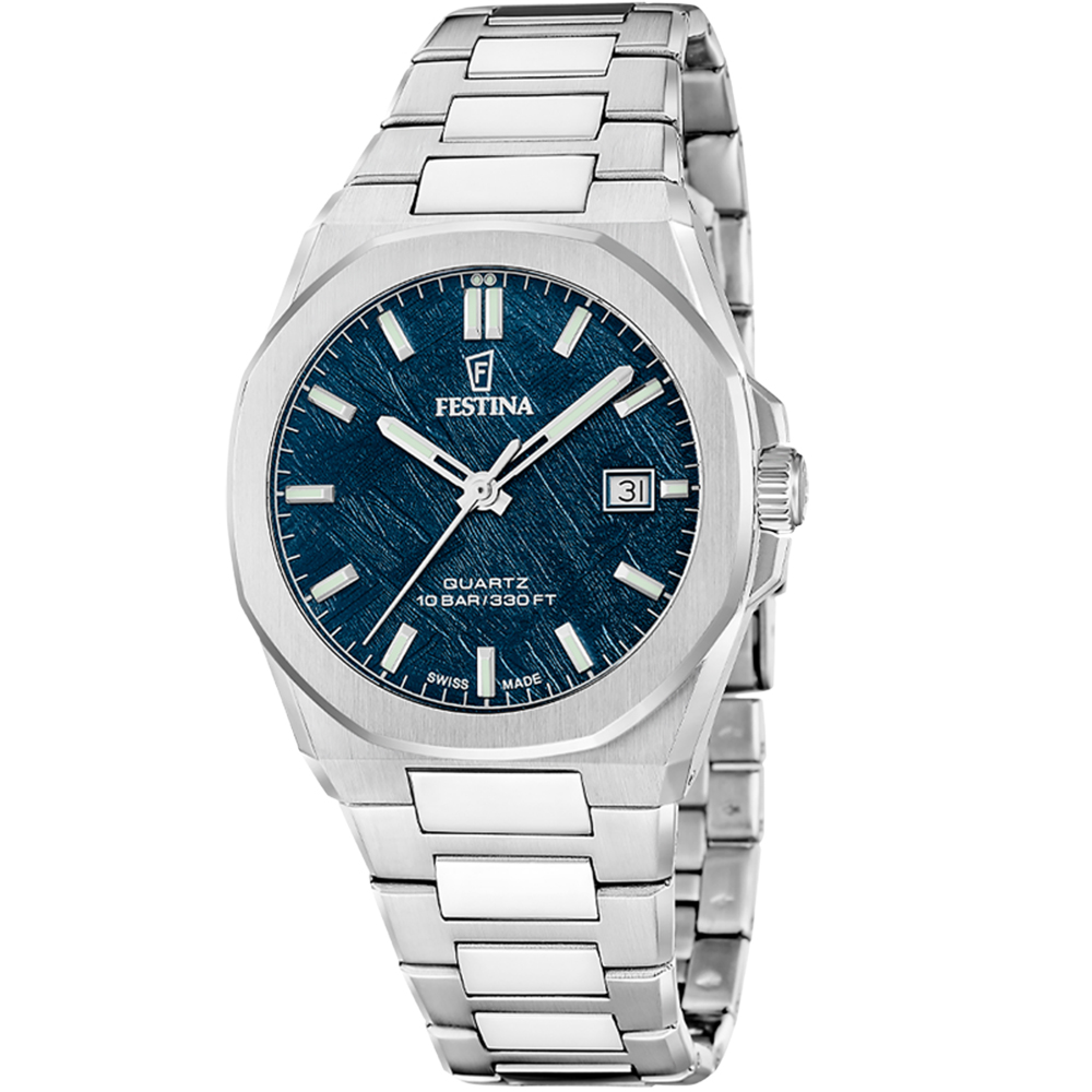 CLASSIC SWISS MENS BLUE DIAL SILVER STEEL 
