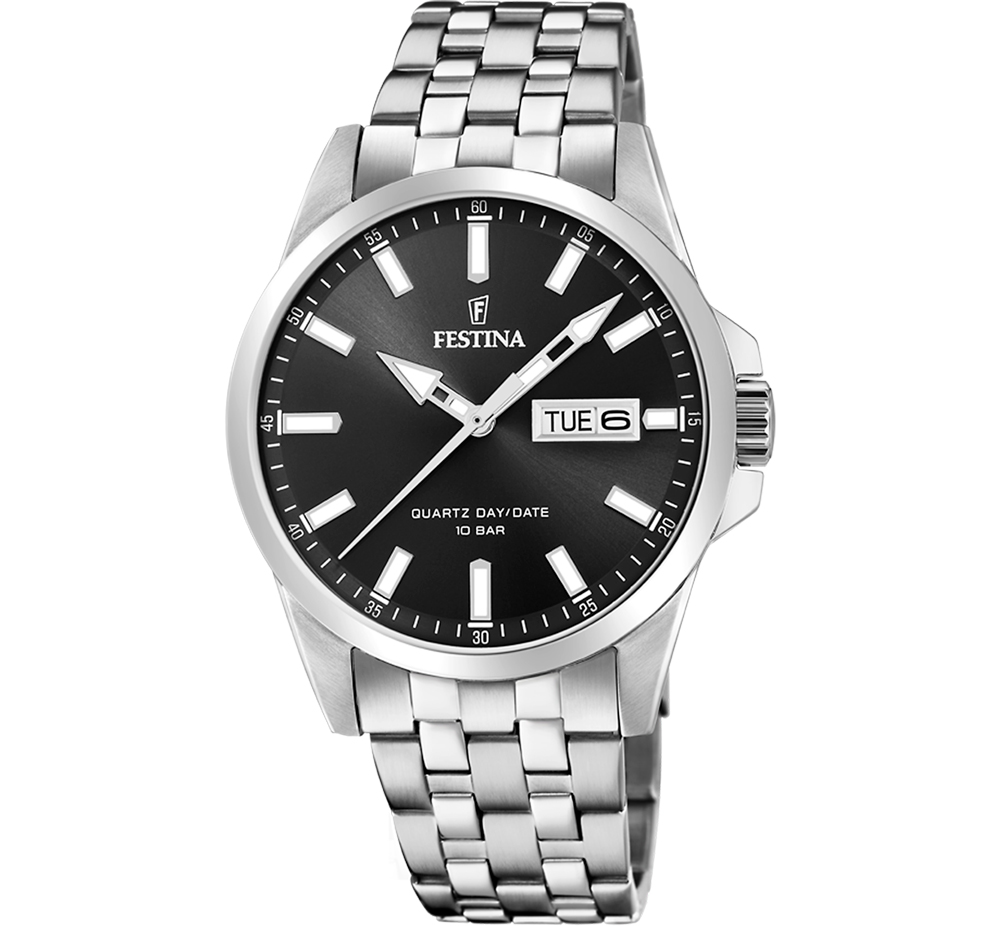 CLASSIC MENS BLACK DIAL SILVER STEEL 