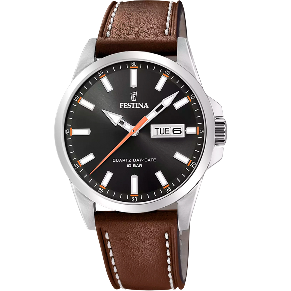 ACERO CLASICO MENS BLACK DIAL BROWN LEATHER 