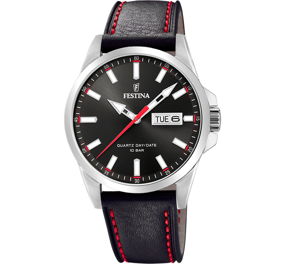 CLASSIC MENS BLACK DIAL BLACK LEATHER 