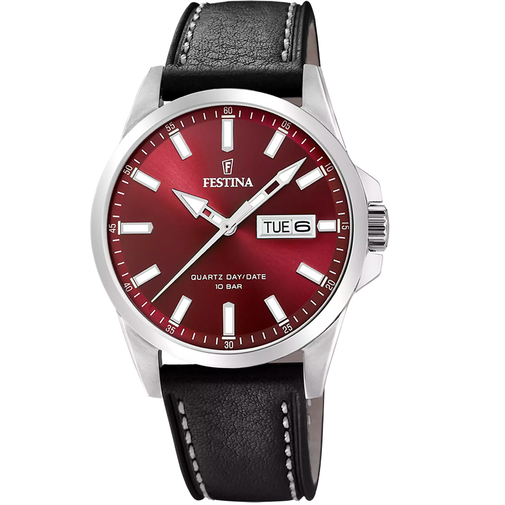 CORREA CLASICO MENS RED DIAL BLACK LEATHER 