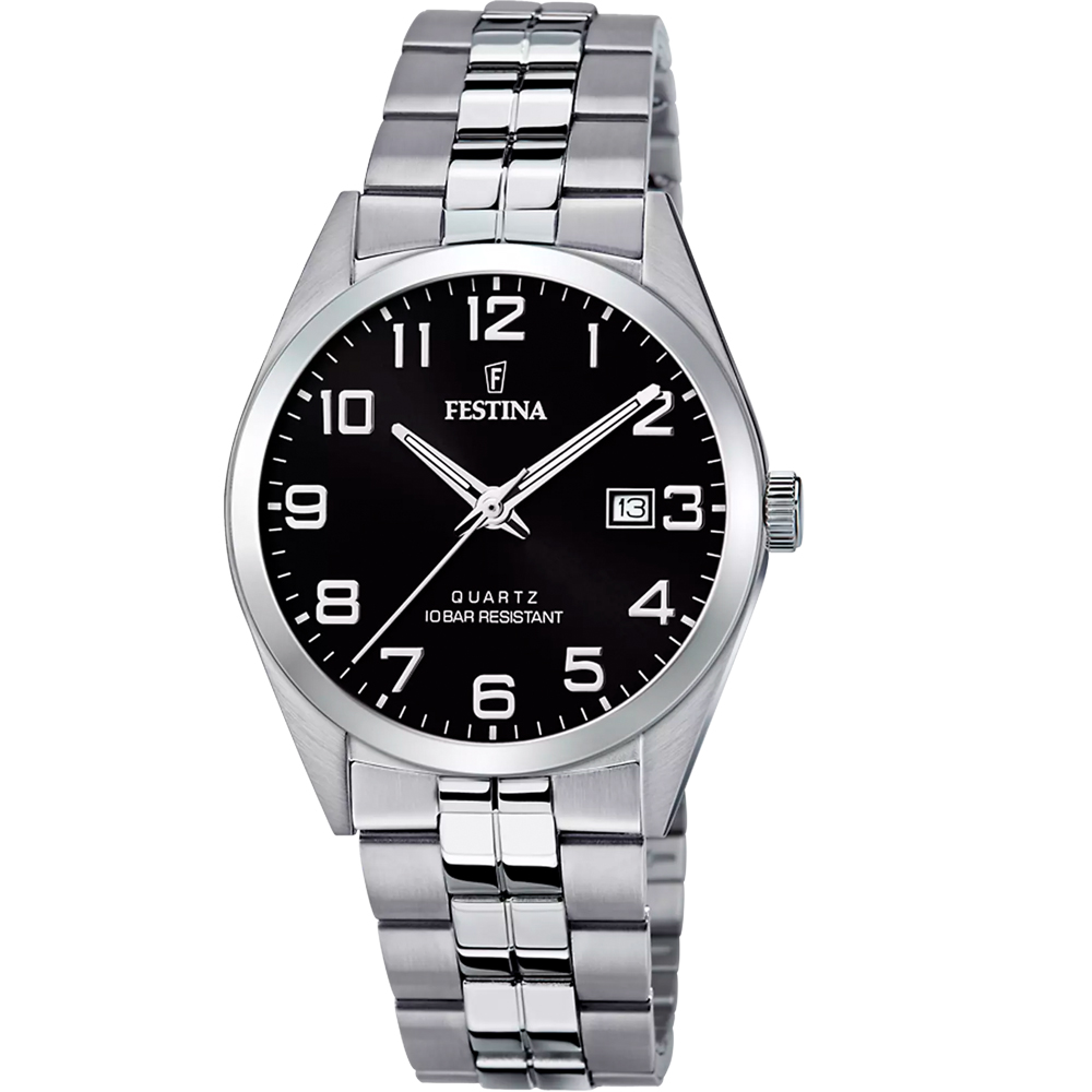 ACERO CLASICO MENS BLACK DIAL SILVER STEEL 