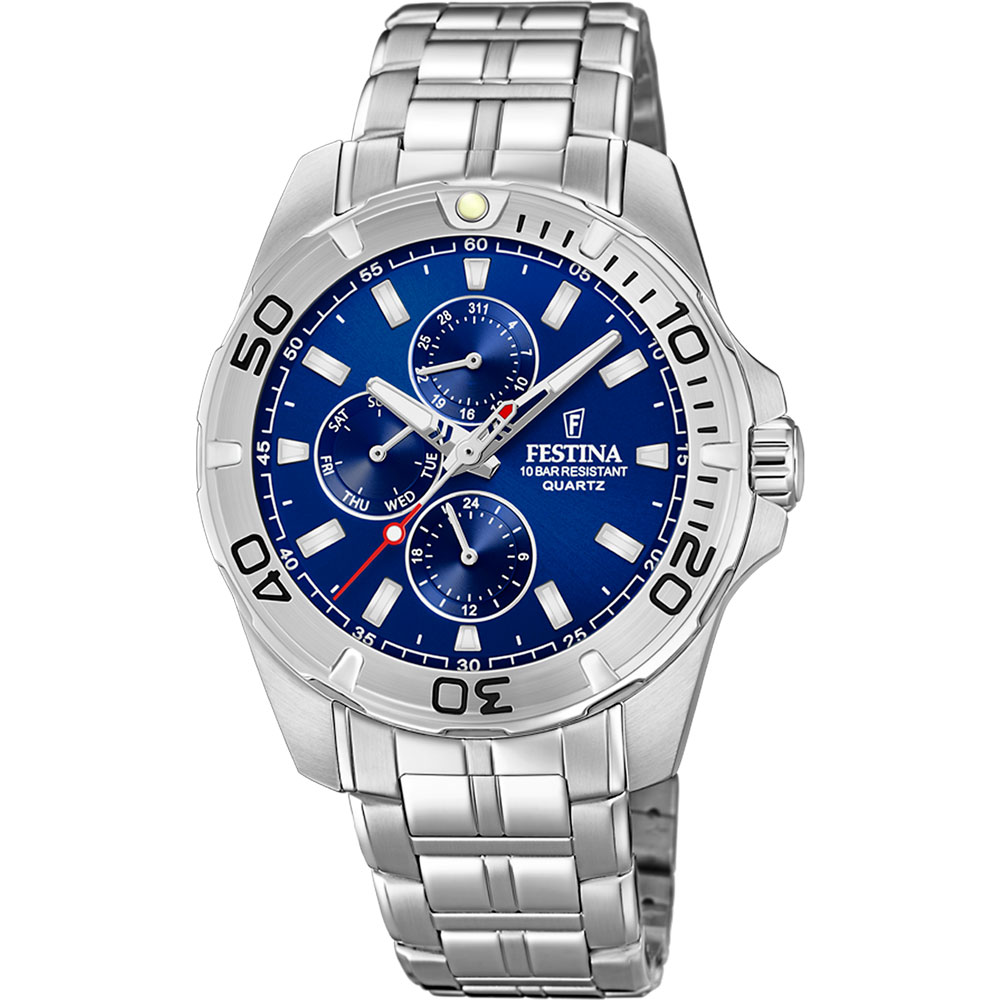 MULTIFUNCTION MENS BLUE DIAL SILVER STEEL 