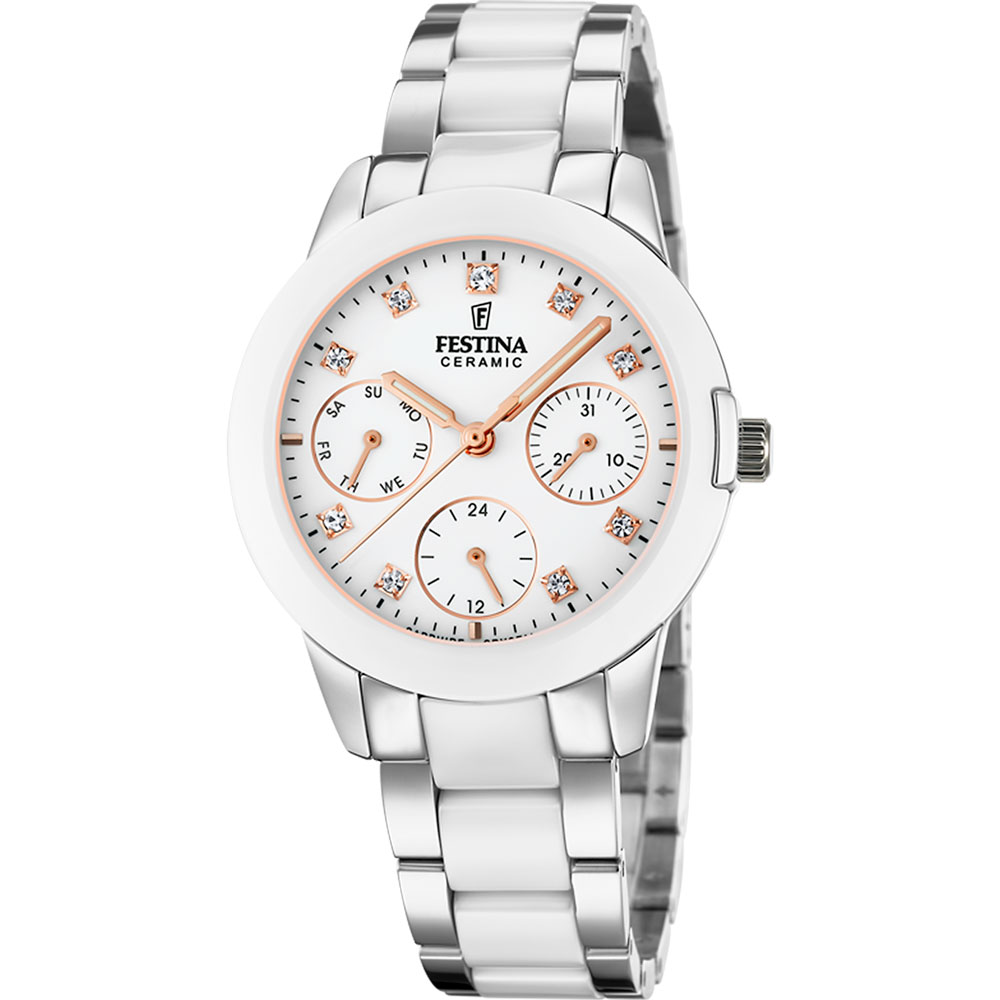 CERAMIC WOMENS WHITE DIAL SILVER STEEL 