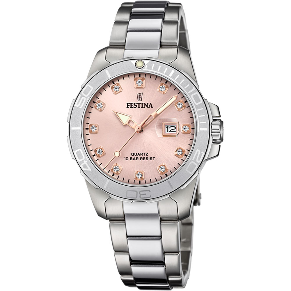 BOYFRIEND WOMENS PINK MOP DIAL SILVER STEEL 