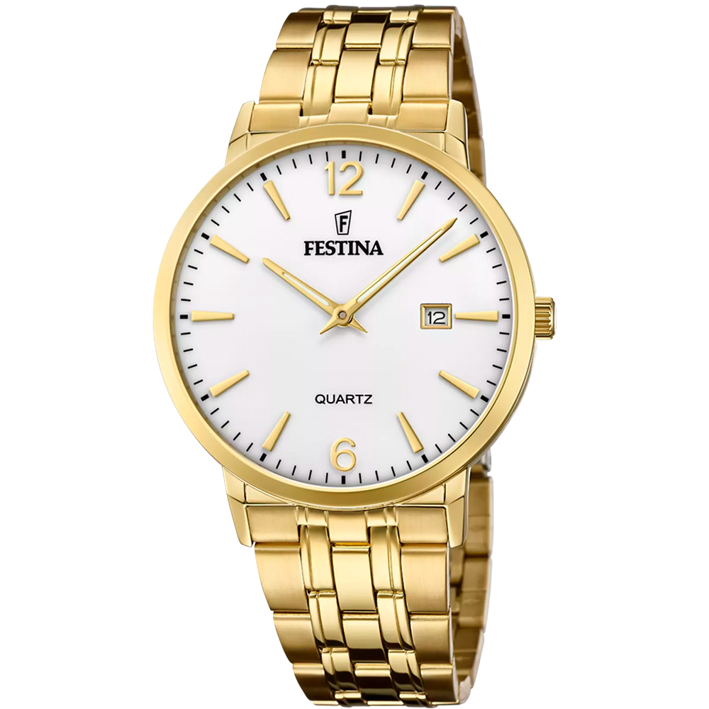 ACERO CLASICO MENS WHITE DIAL GOLD STEEL 