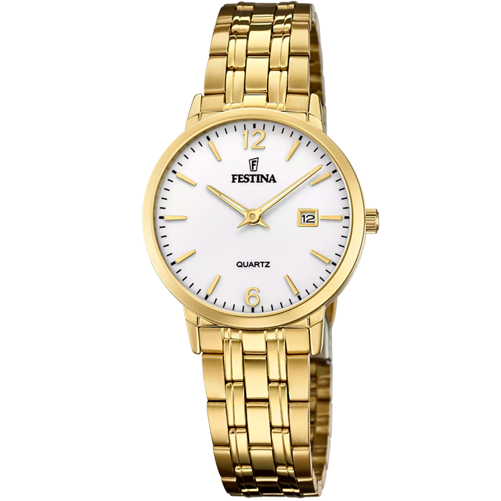ACERO CLASICO WOMENS WHITE DIAL GOLD STEEL 