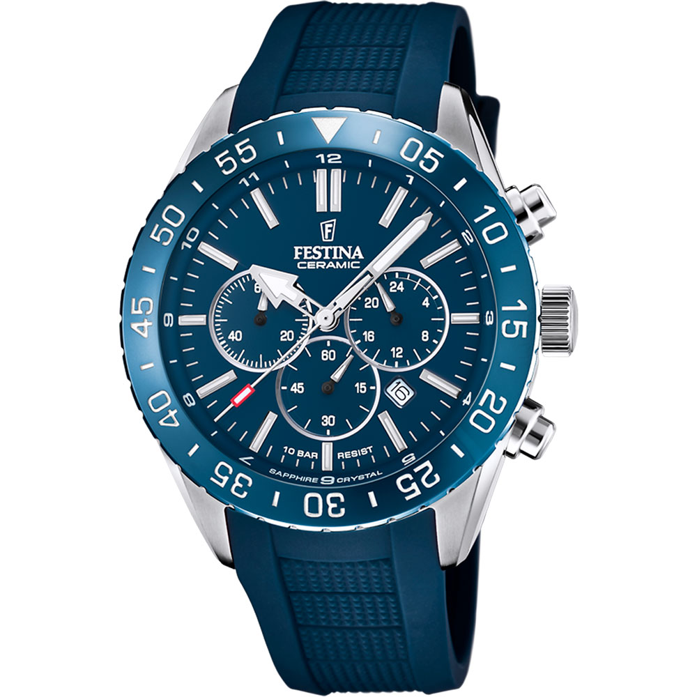 CERAMIC MENS BLUE DIAL BLUE SILICONE