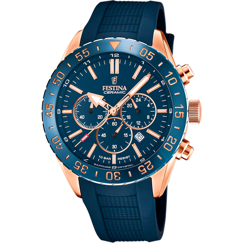 CERAMIC MENS BLUE DIAL BLUE SILICONE