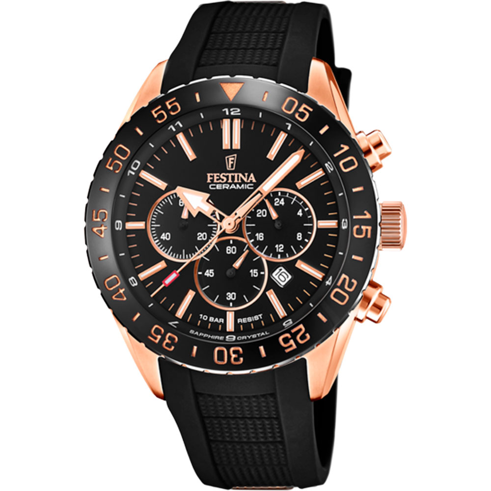 CERAMIC MENS BLACK DIAL BLACK SILICONE 
