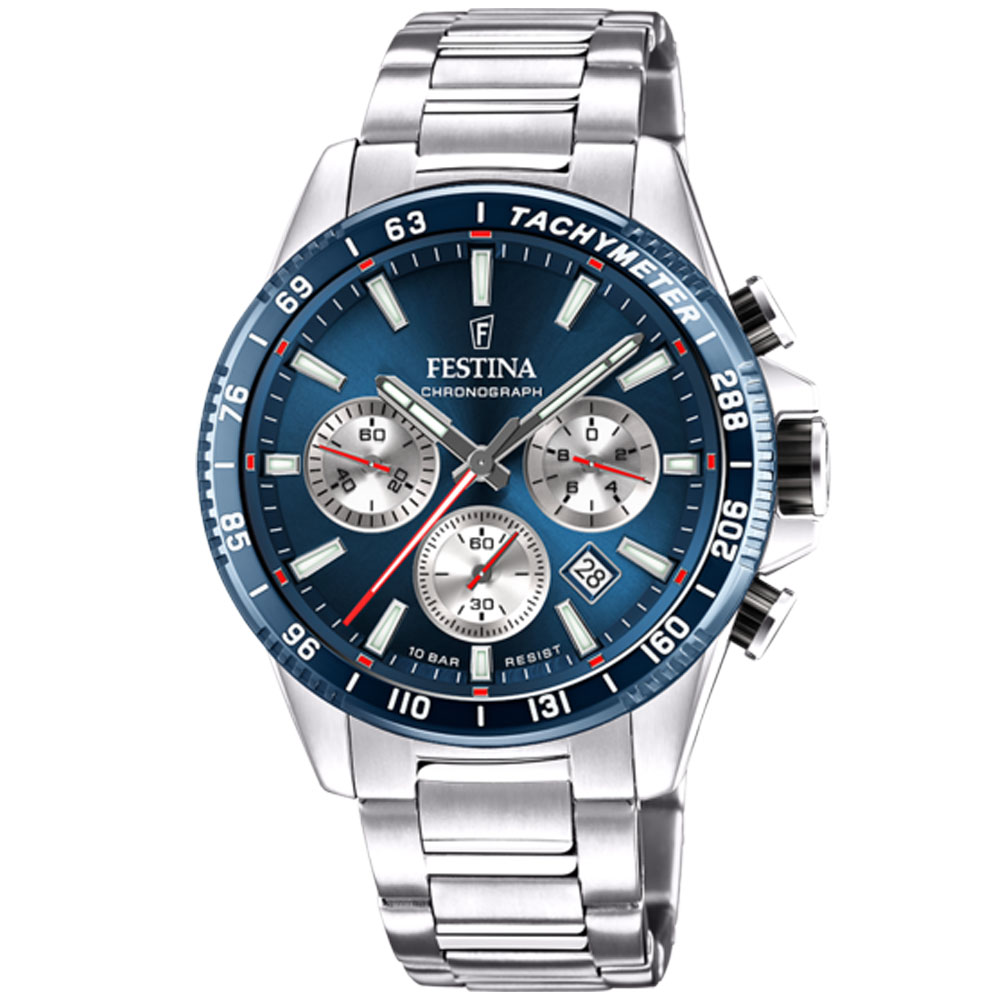 TIMELESS CHRONOGRAPH MENS BLUE DIAL SILVER STEEL 