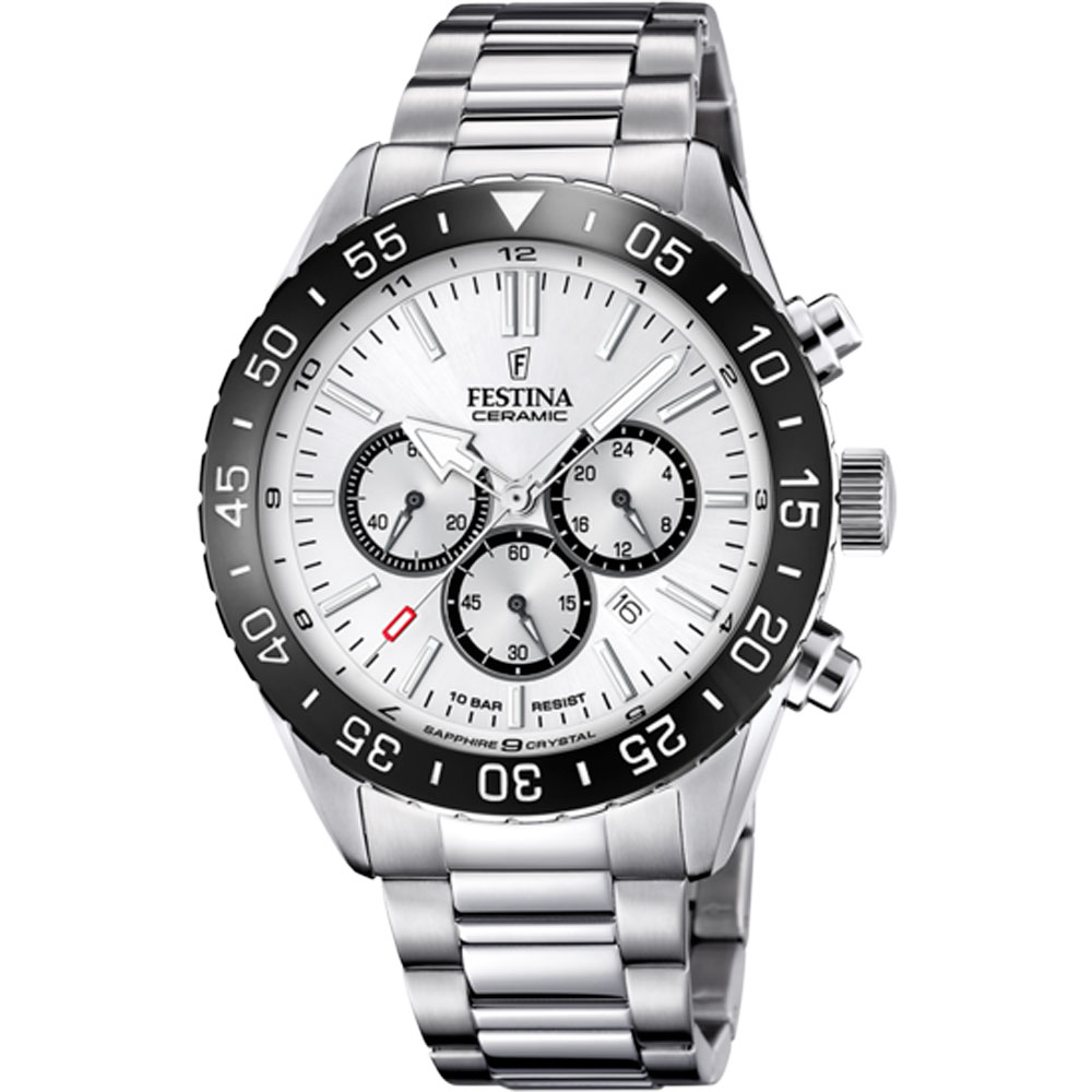CERAMIC MENS WHITE DIAL SILVER STEEL 