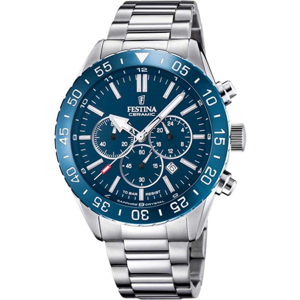 CERAMIC MENS BLUE DIAL SILVER STEEL 
