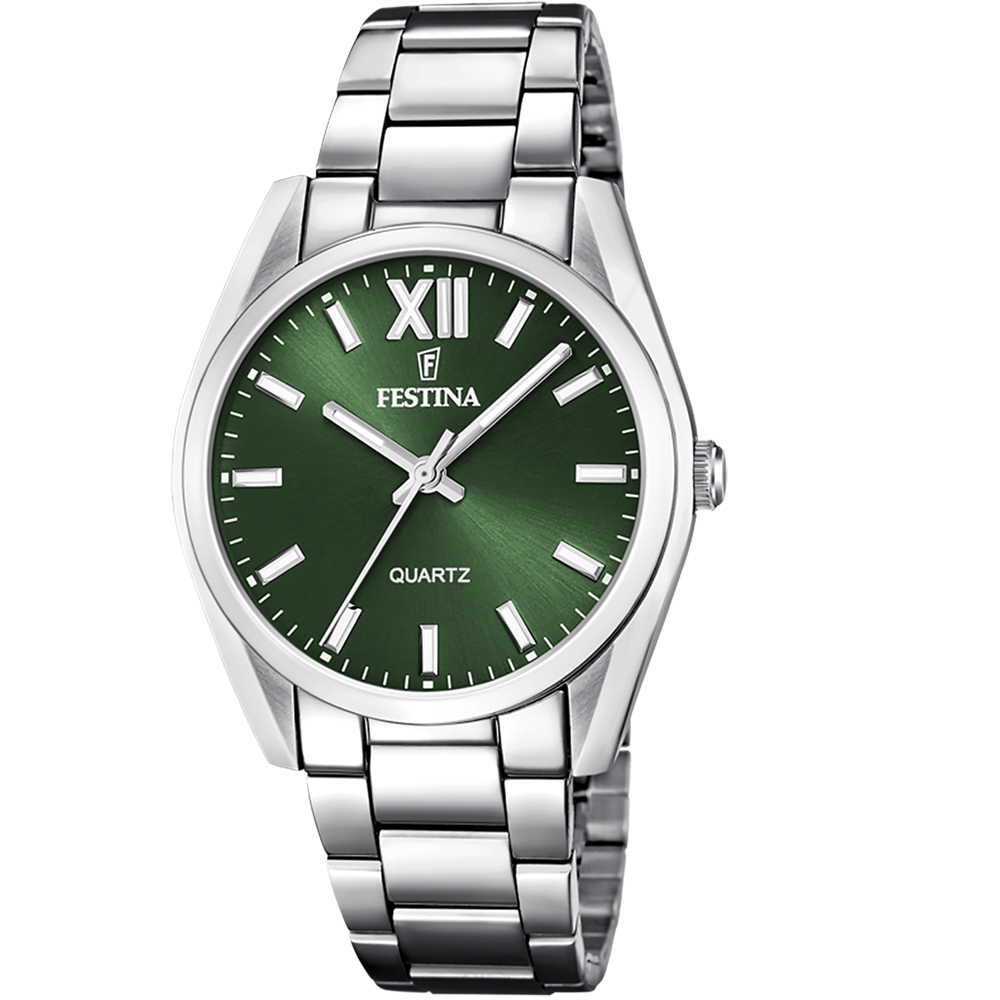 BOYFRIEND WOMENS GREEN DIAL SILVER STEEL 