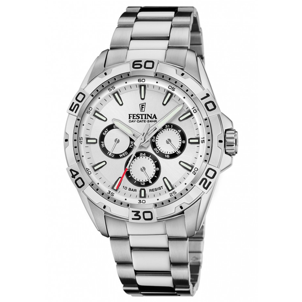 MULTIFUNCTION MENS WHITE DIAL SILVER STEEL 