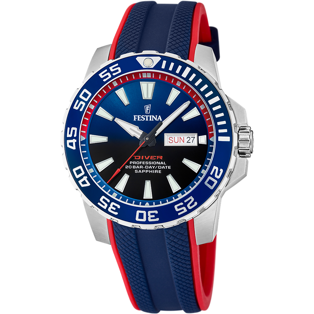 THE ORIGINALS MENS BLACK DIAL BLUE RED SILICONE 