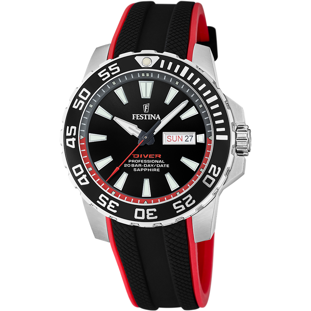 THE ORIGINALS MENS BLACK DIAL BLACK AND RED SILICONE 