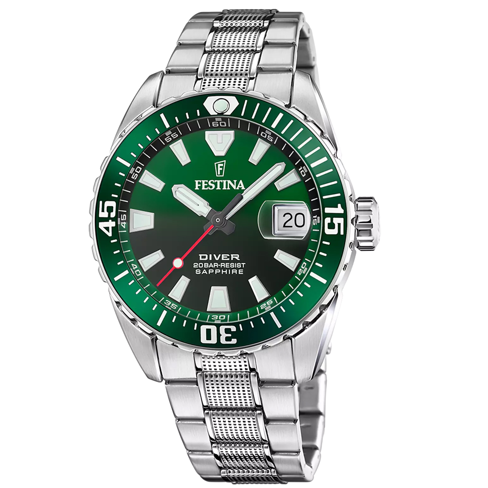 THE ORIGINALS MENS GREEN DIAL SILVER STEEL 