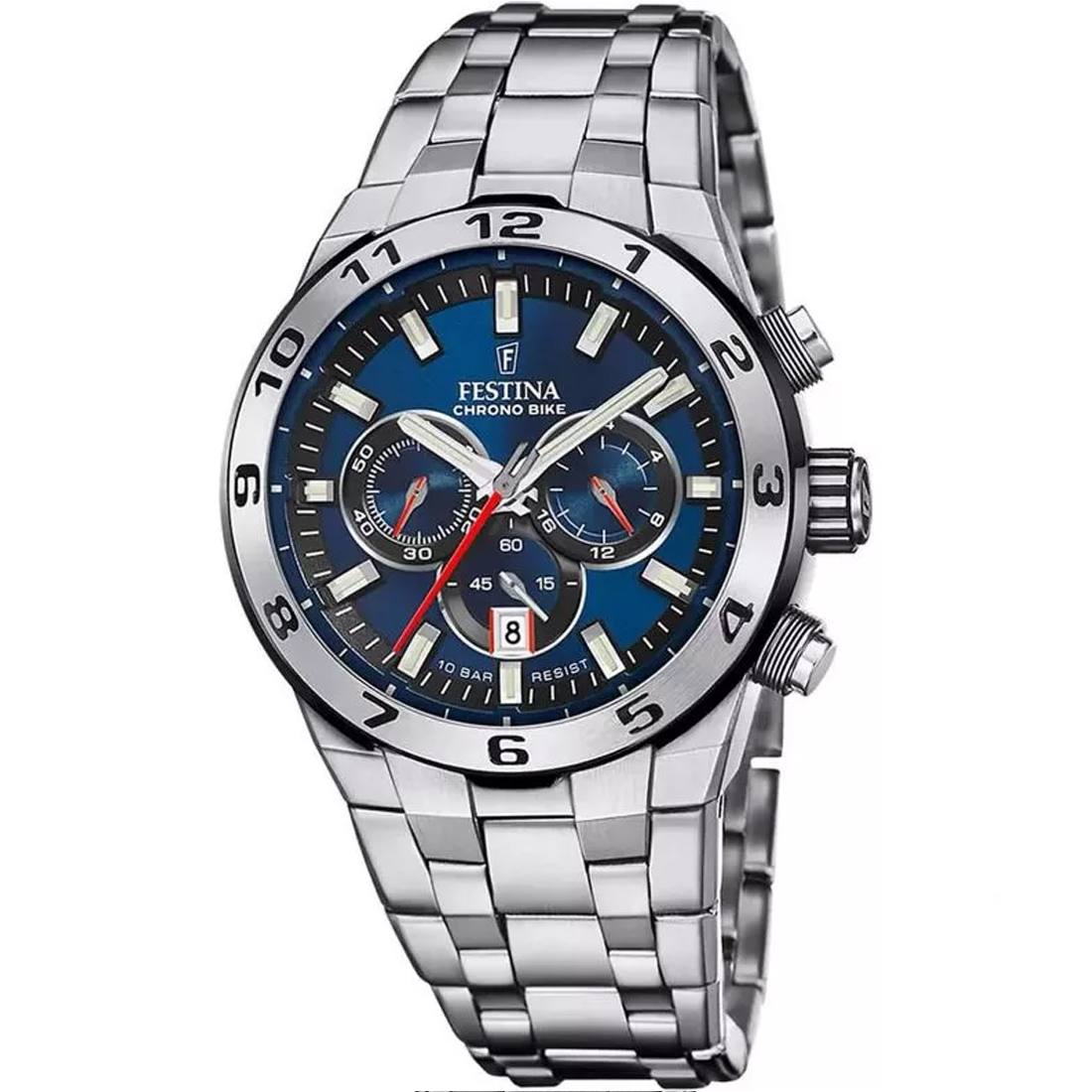 CHRONO BIKE MENS BLACK DIAL SILVER STEEL 