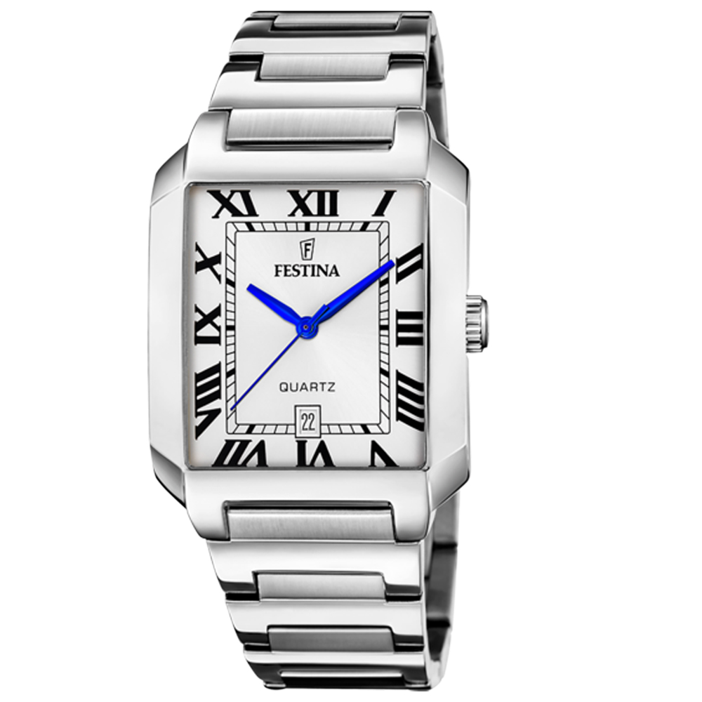ON THE SQUARE MENS SILVER DIAL SILVER STEEL 