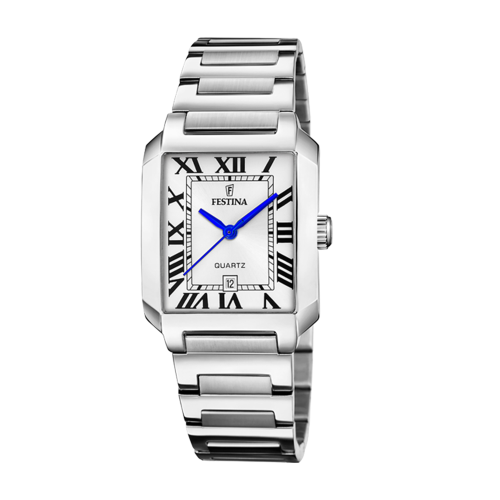 ON THE SQUARE WOMENS SILVER DIAL SILVER STEEL 