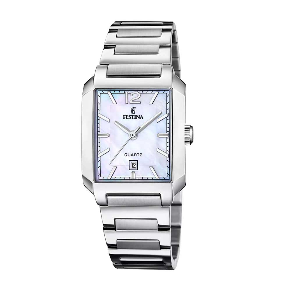 ON THE SQUARE WOMENS MOP DIAL SILVER STEEL 