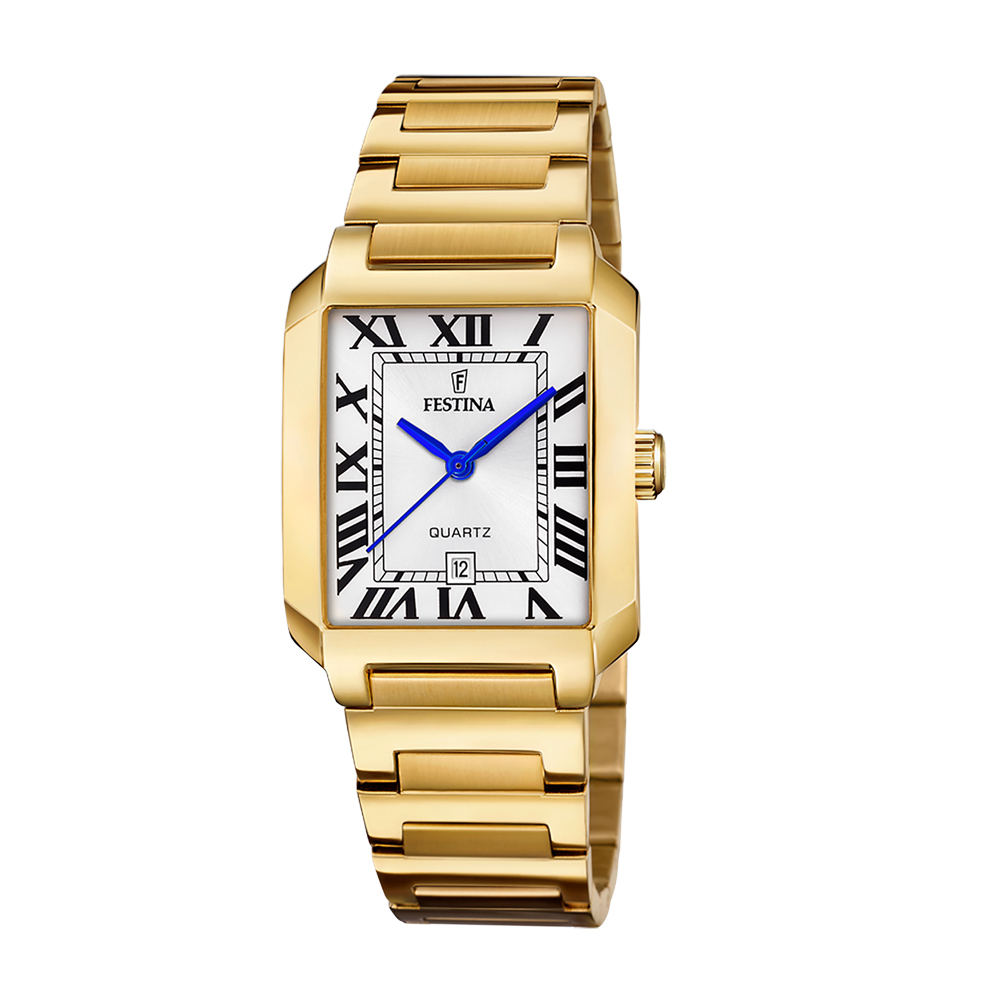 ON THE SQUARE WOMENS SILVER DIAL GOLD STEEL 