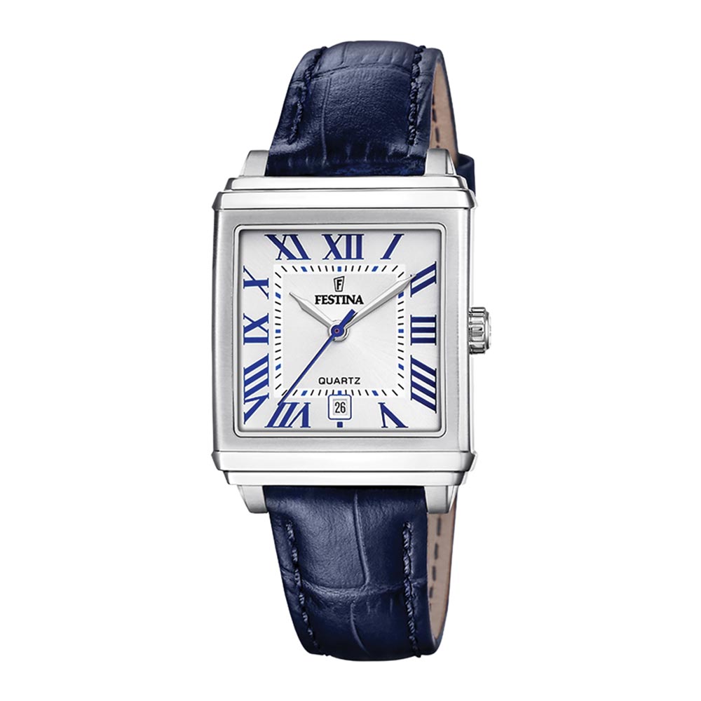 ON THE SQUARE UNISEX BLUE DIAL BLUE LEATHER 