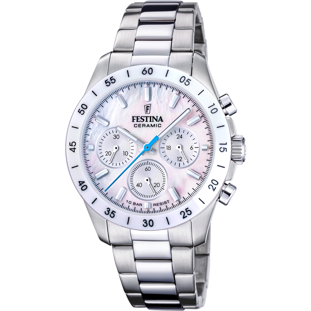 CERAMIC WOMENS MOP DIAL SILVER STEEL 