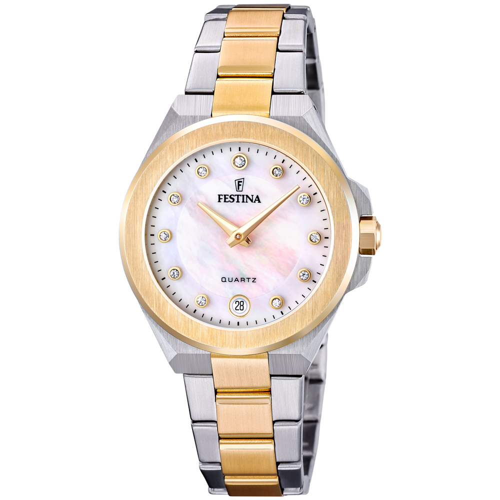 MADEMOISELLE WOMENS MOP DIAL TWO-TONE STEEL 