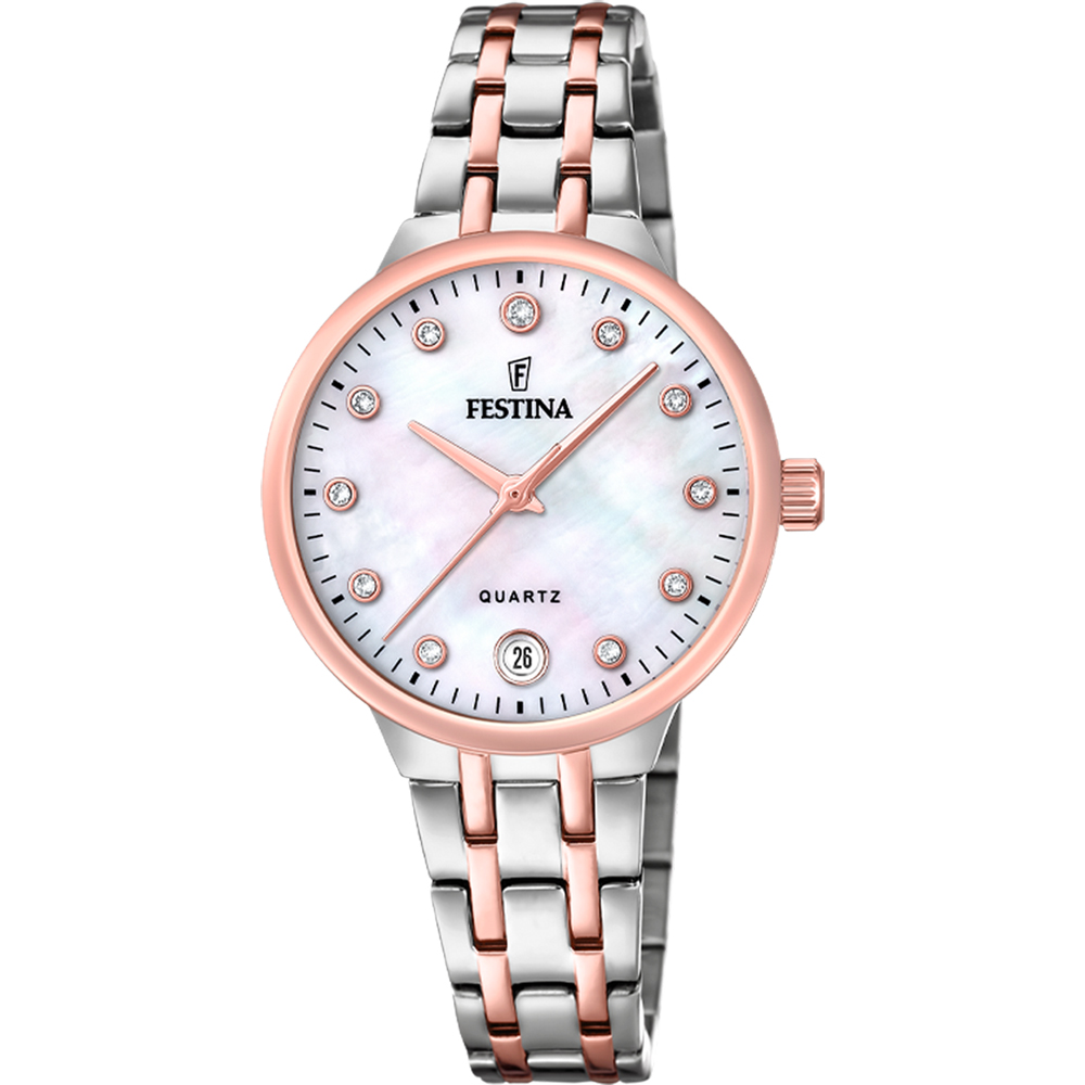 MADEMOISELLE WOMENS MOP DIAL TWO-TONE STEEL 