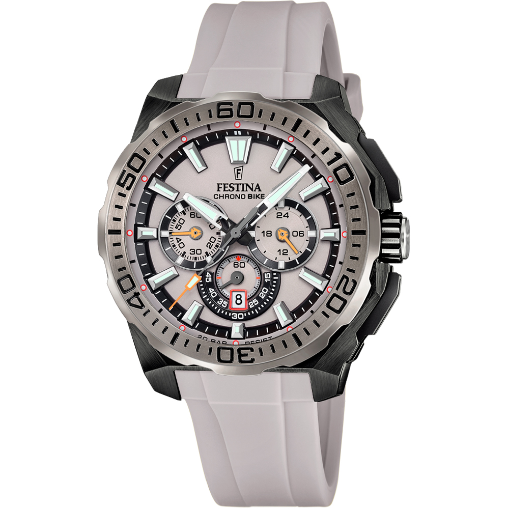 CHRONO BIKE MENS LIGHT BROWN DIAL LIGHT BROWN SILICONE