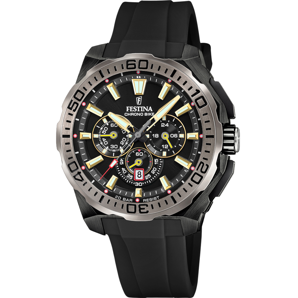 CHRONO BIKE BLACK DIAL BLACK SILICONE