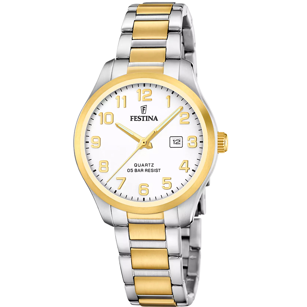 ACERO CLASICO WOMENS WHITE DIAL TWO-TONE STEEL 