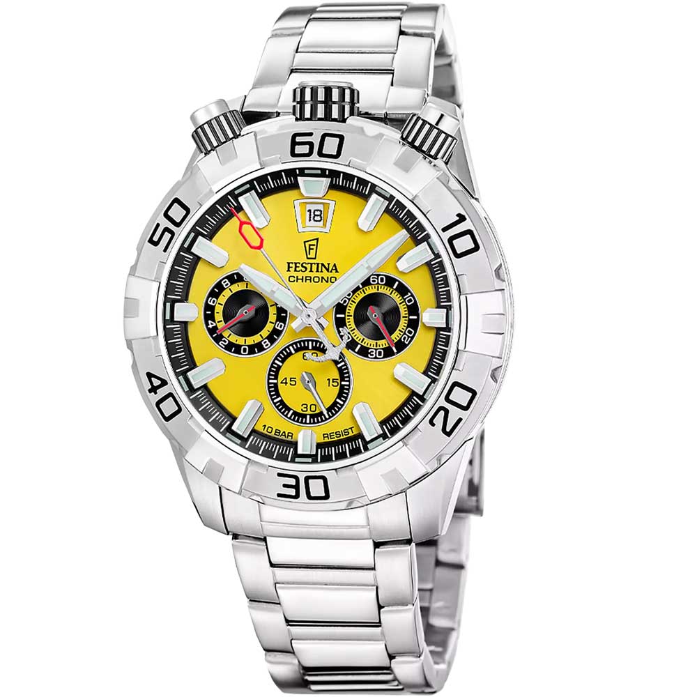 THE ORIGINALS MENS YELLOW DIAL SILVER STEEL 
