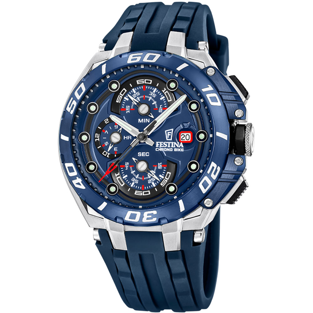 CHRONO BIKE MENS BLUE DIAL BLUE SILICONE