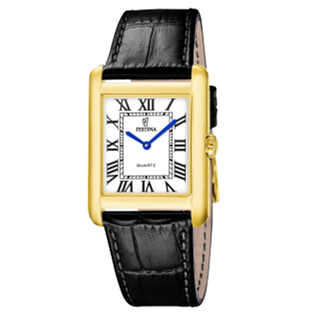ON THE SQUARE MENS GREY DIAL BLACK LEATHER 